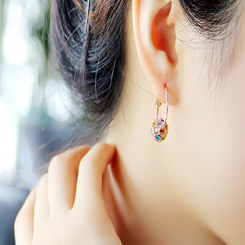 Frendorf | Mode Österreichischer Kristall Ball Gold/Silber Ohrringe