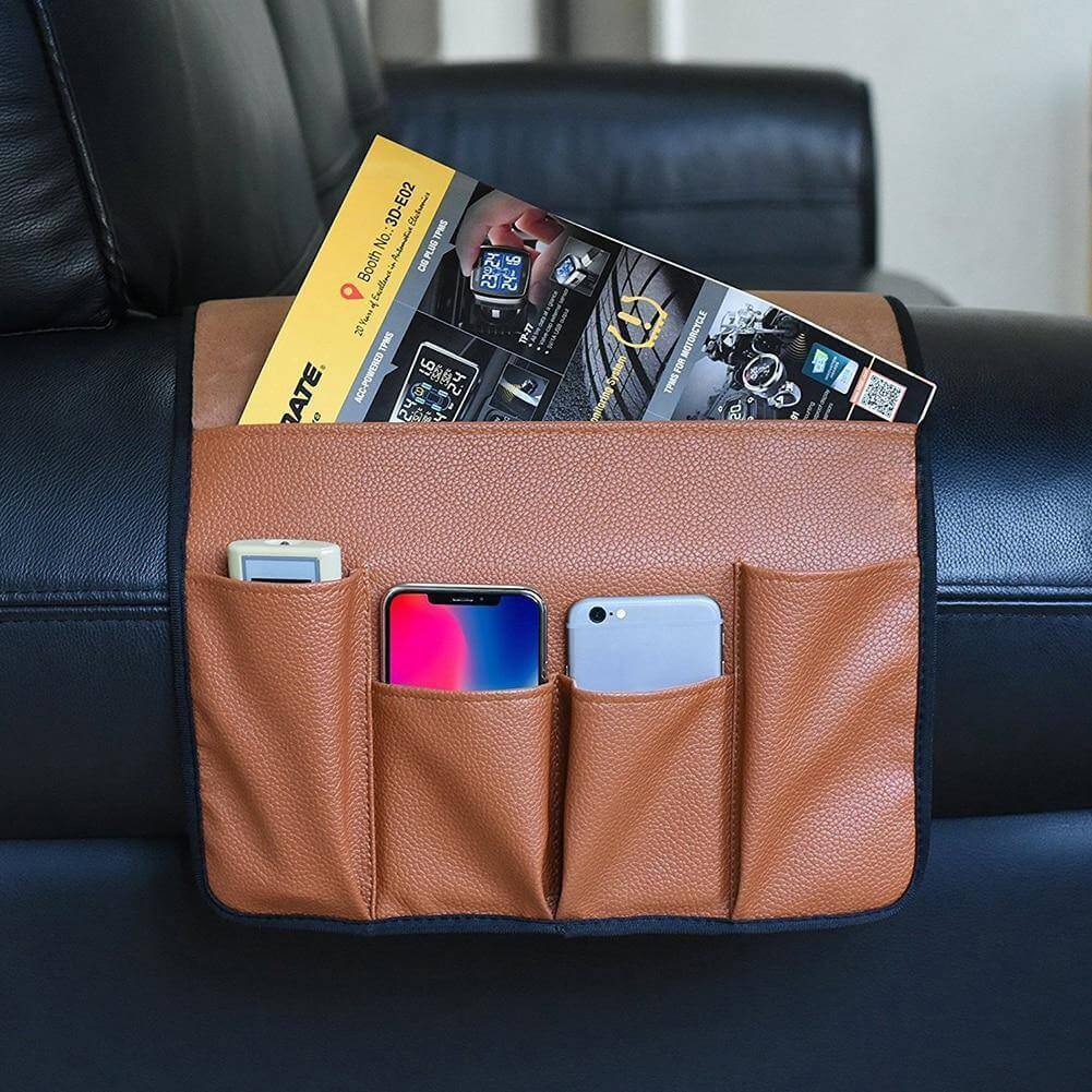 Rutschfester 5 Taschen Leder Armlehnen Stuhl Organizer