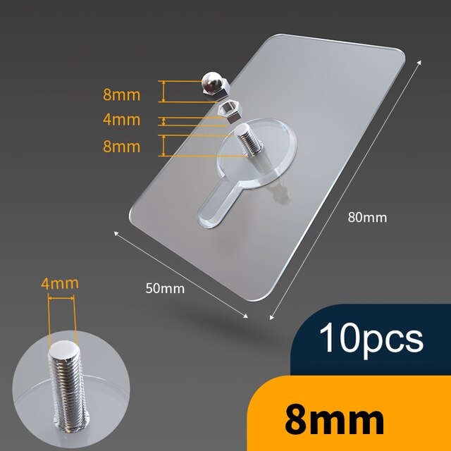 Frendorf | 10 Stück Schwerlast Punch-Free Transparente Klebehaken