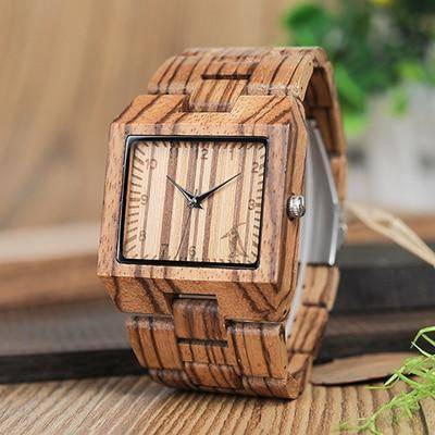 Frendorf | Bambus Holz Holz Herren Uhr - Rechteck Design