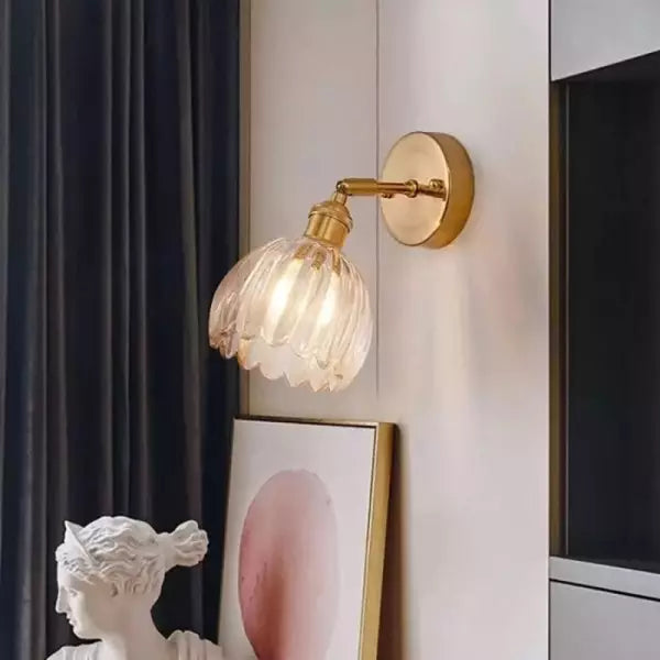 Frendorf | TulipGlow Wandlampe | Retro Design Blütenform | Glas & Metall | Dekorative Beleuchtung