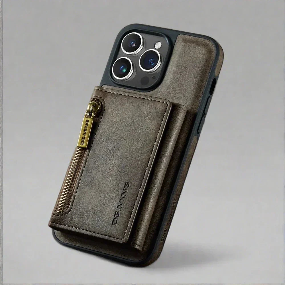 Frendorf | RFID iPhone Wallet Hülle | Abnehmbare magnetische Leder-Autohalterung Stoßfeste Hülle