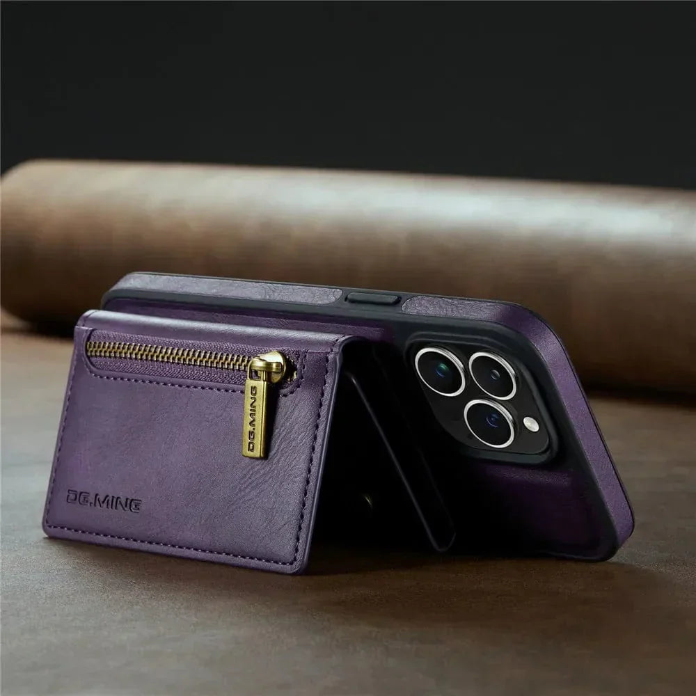 Frendorf | RFID iPhone Wallet Hülle | Abnehmbare magnetische Leder-Autohalterung Stoßfeste Hülle