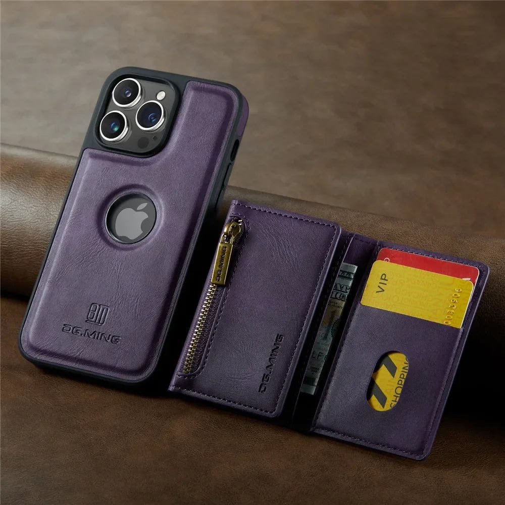 Frendorf | RFID iPhone Wallet Hülle | Abnehmbare magnetische Leder-Autohalterung Stoßfeste Hülle