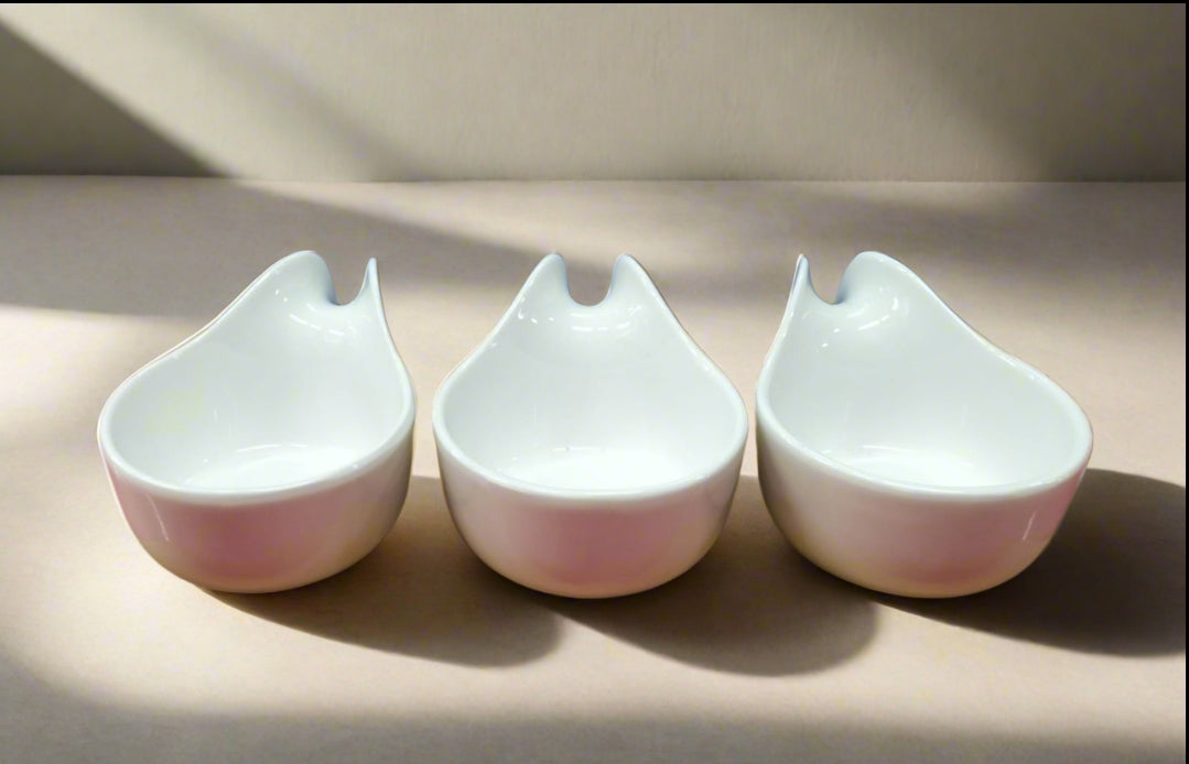 Frendorf | 3 Stück Keramik Sauce Schüssel mit Bambusständer