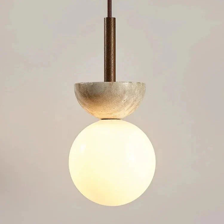 Frendorf | Bringen Sie Eleganz mit der runden Travertin-LED-Pendelleuchte