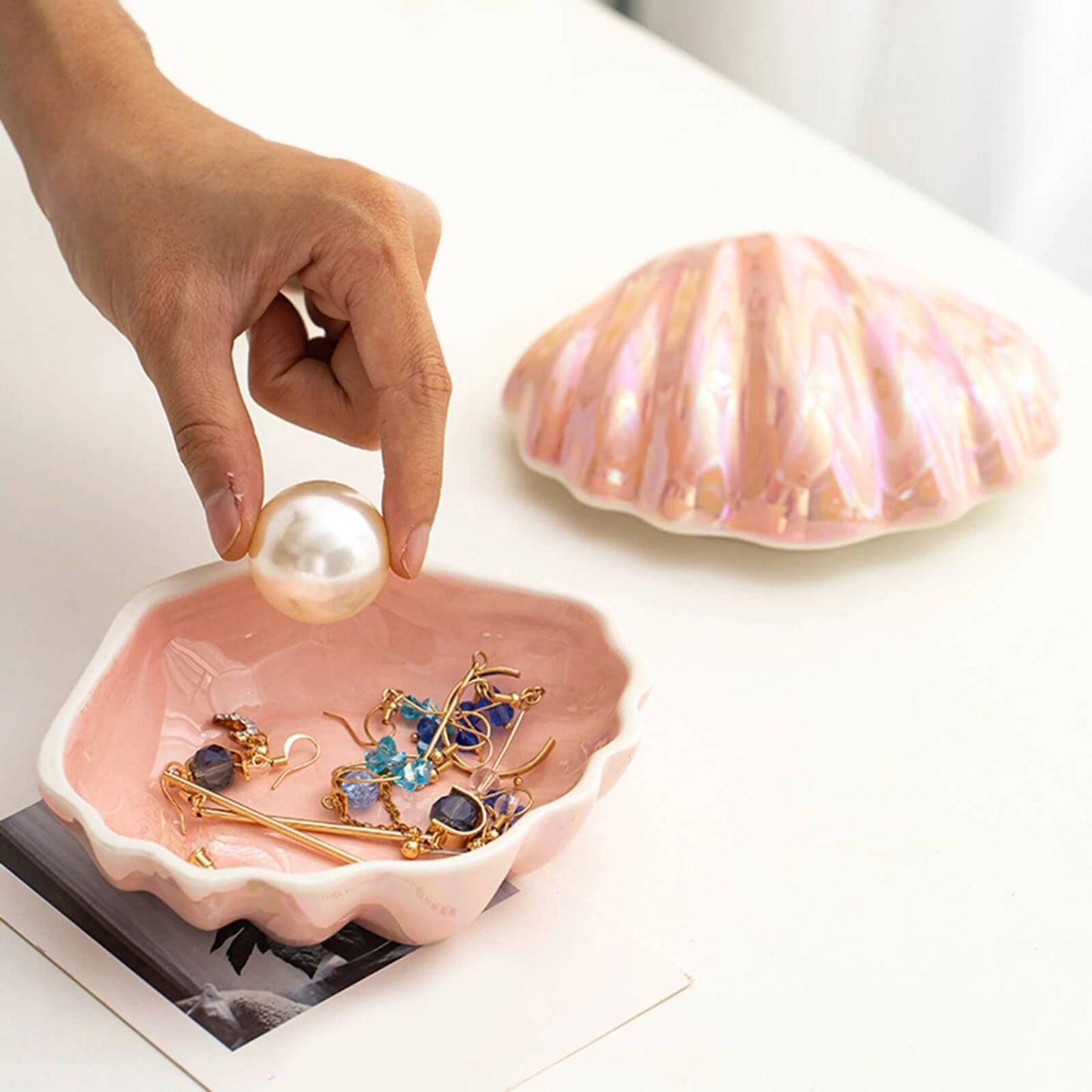 Clam Shell Keramik Schmuckaufbewahrung