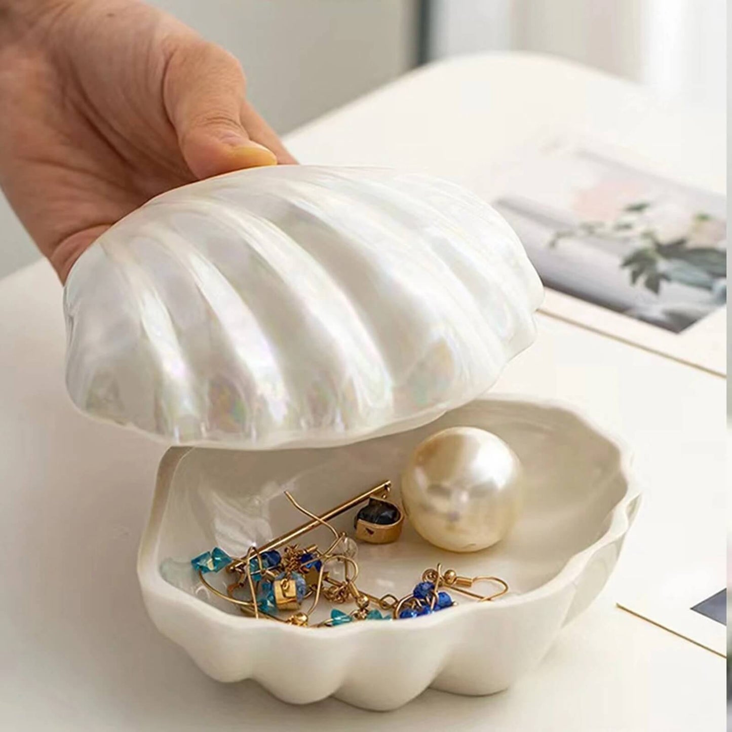 Clam Shell Keramik Schmuckaufbewahrung