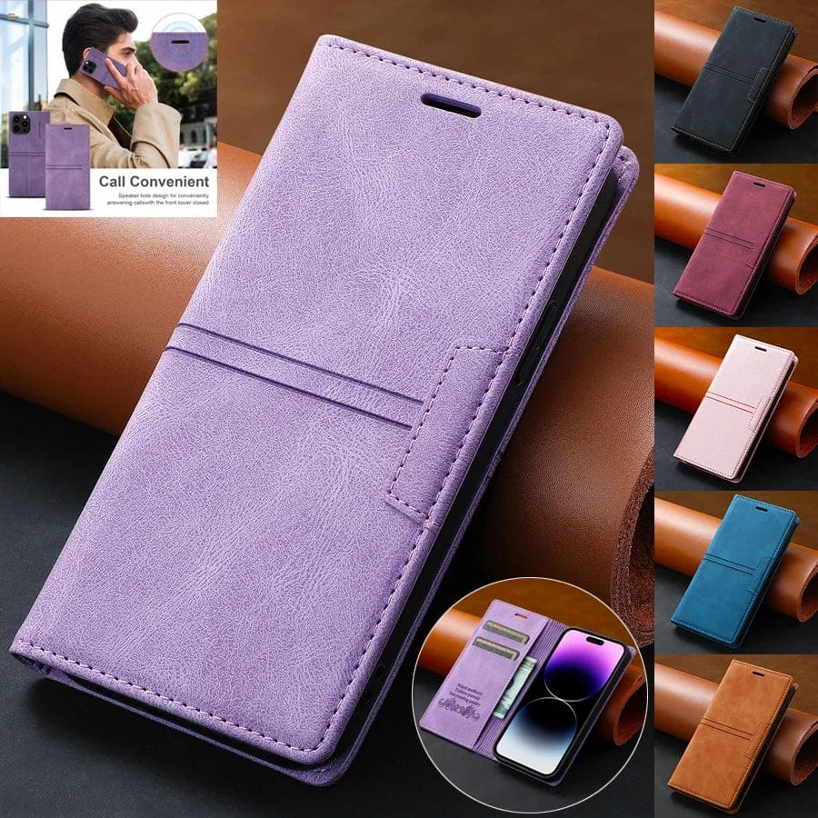 Frendorf | Wildleder iPhone Magnet Flip Cover Kartenhalter Geldbörse Hülle