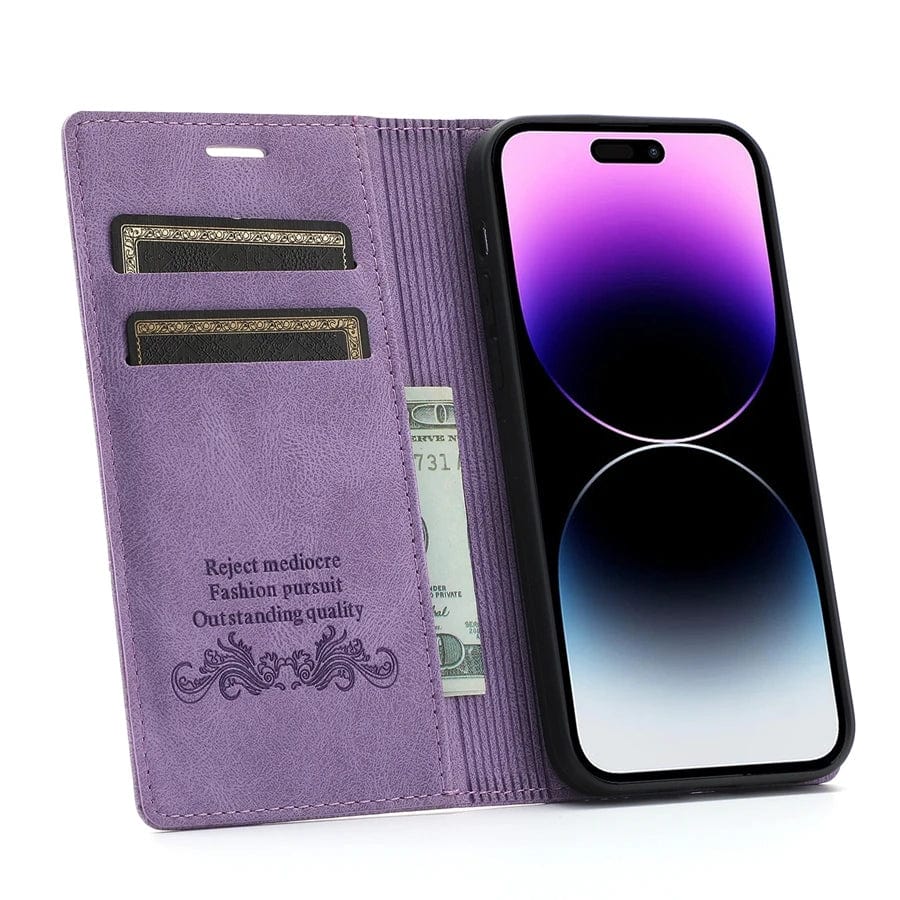 Frendorf | Wildleder iPhone Magnet Flip Cover Kartenhalter Geldbörse Hülle