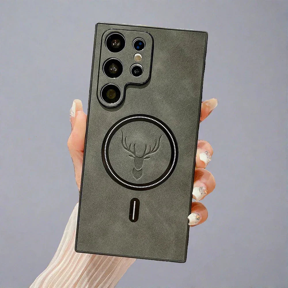 Frendorf | Lederhülle für Samsung-Telefon | Magnetische kabellose Ladehülle