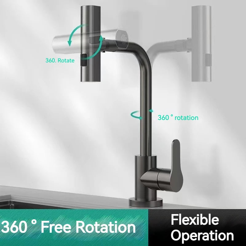 Frendorf | Wasserfall Küchenarmaturen Ausziehbarer Regenbrause Badezimmer Waschbecken Wasserhahn