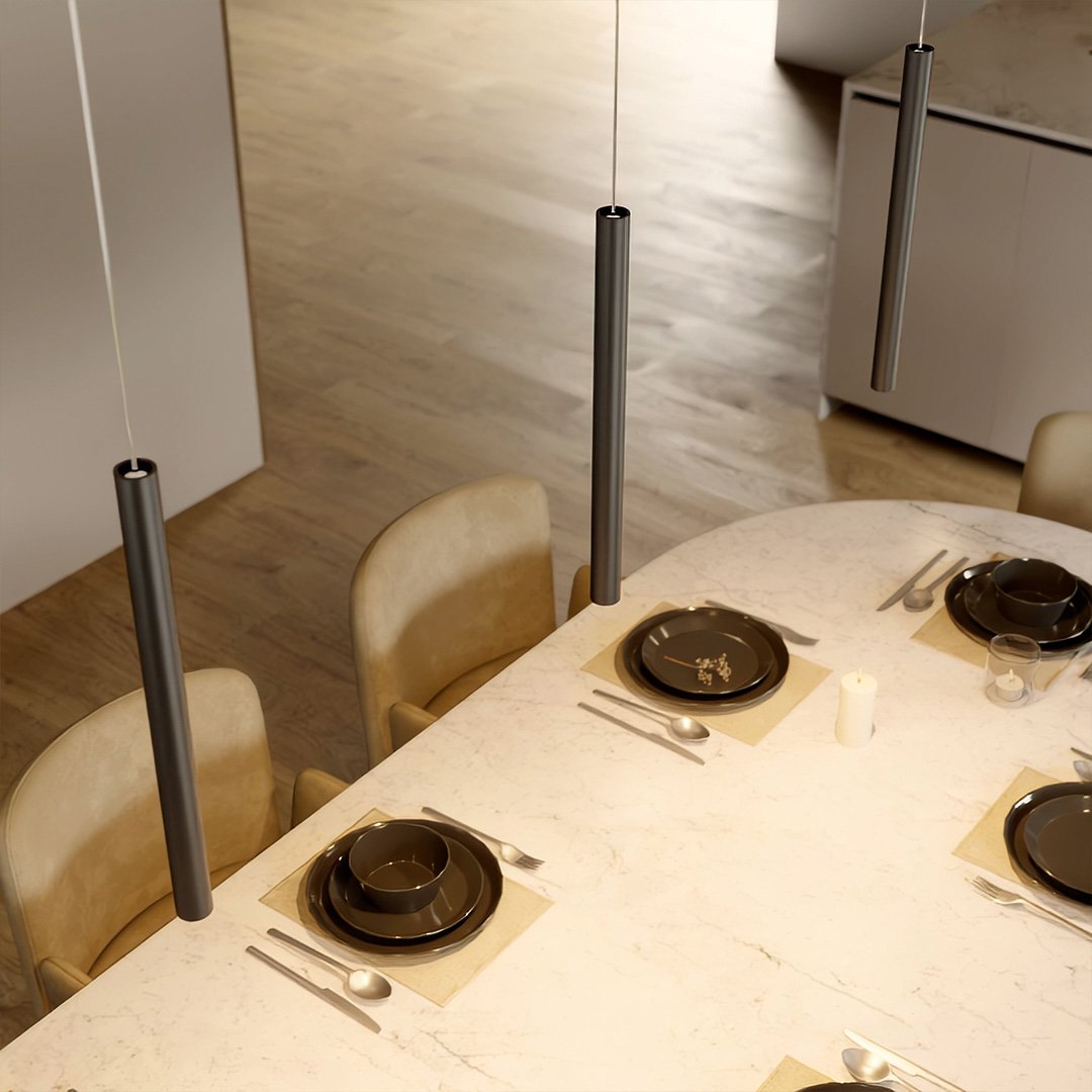 Frendorf | RayAura Minimalistische LED Pendelleuchte | Modernes Design | Elegante Deckenlampe für Wohnzimmer & Büro