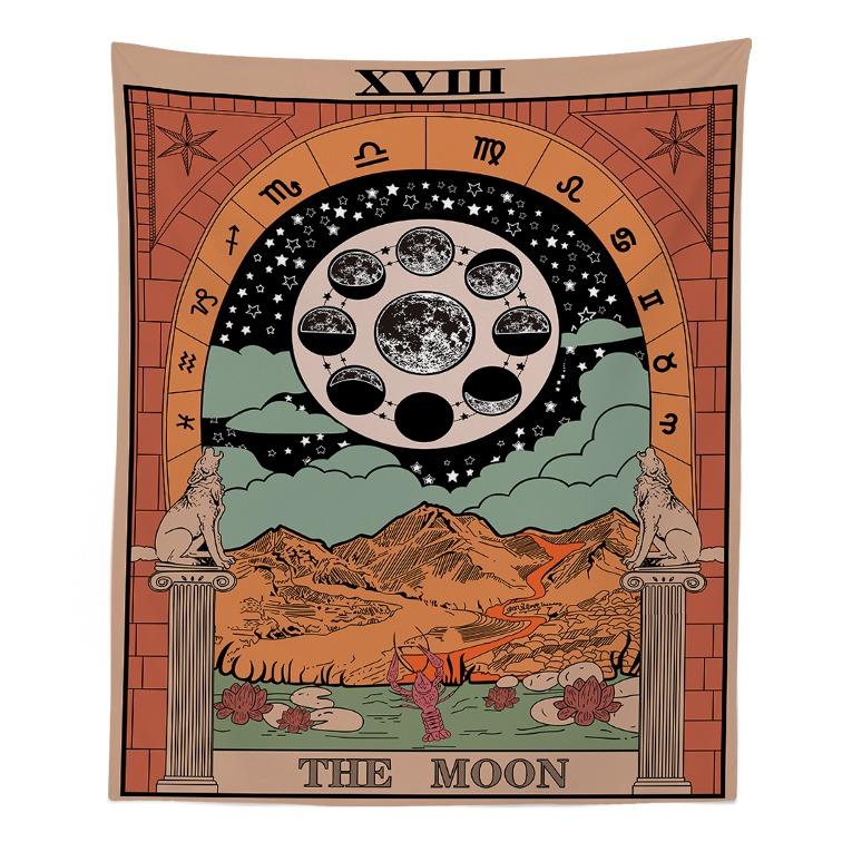 "Die Mond" Tarot Farbige Wandteppich