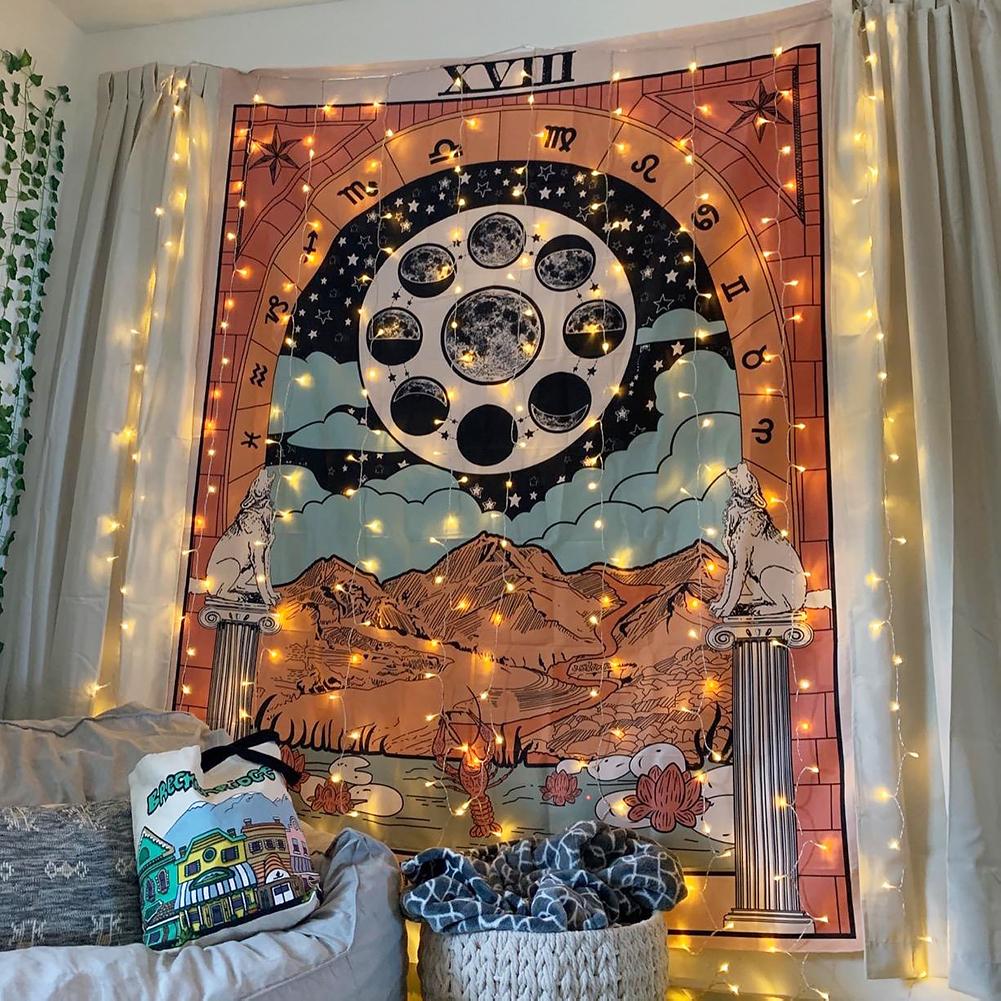 "Die Mond" Tarot Farbige Wandteppich