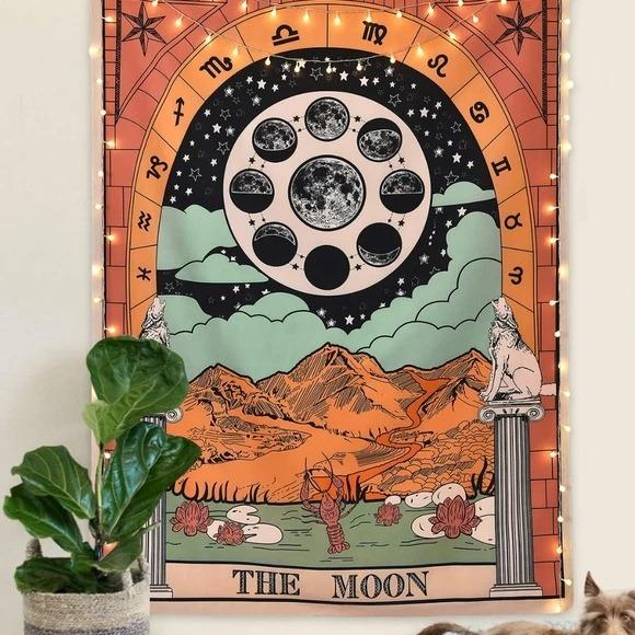 "Die Mond" Tarot Farbige Wandteppich