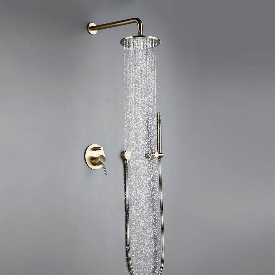 Wasser Gebürstetes Gold-Duschsystem mit Handbrause