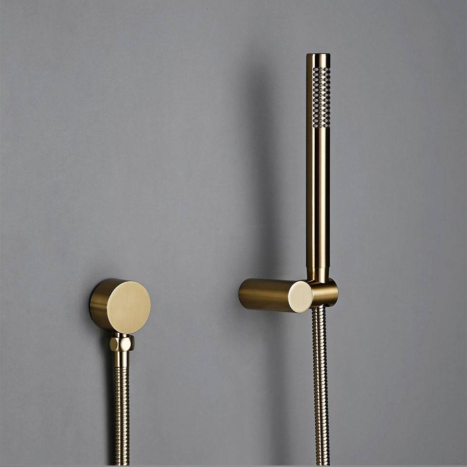 Wasser Gebürstetes Gold-Duschsystem mit Handbrause
