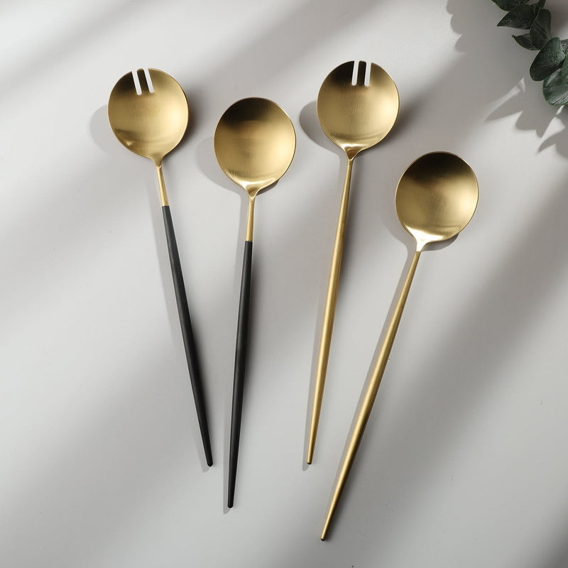 Set vergoldeter Salatbestecke