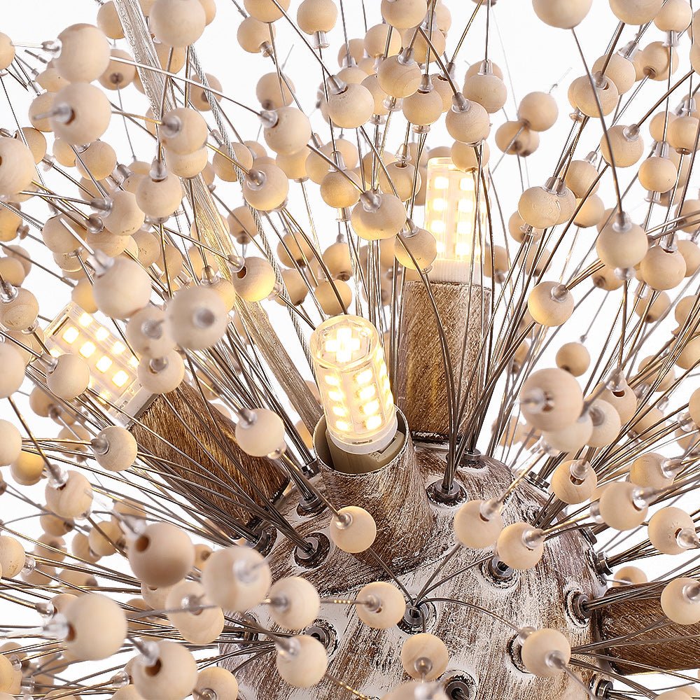 Holzperlen Pusteblume Pendelleuchte