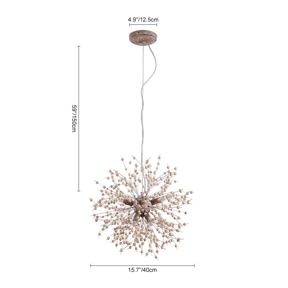 Holzperlen Pusteblume Pendelleuchte
