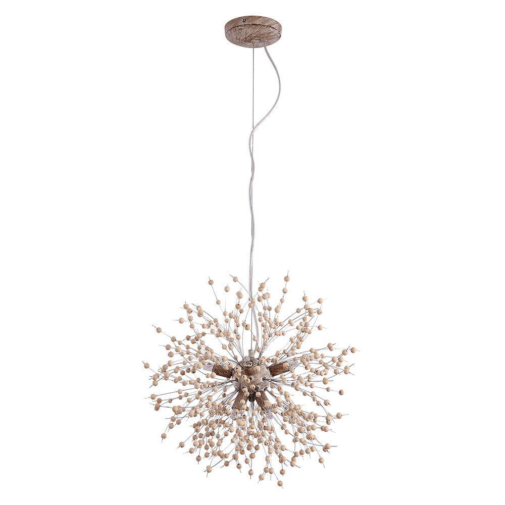 Holzperlen Pusteblume Pendelleuchte
