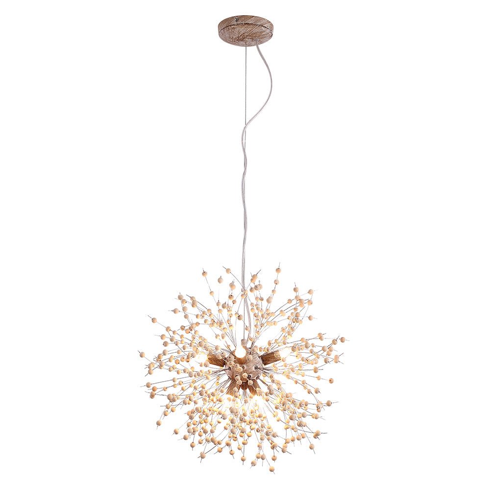 Holzperlen Pusteblume Pendelleuchte