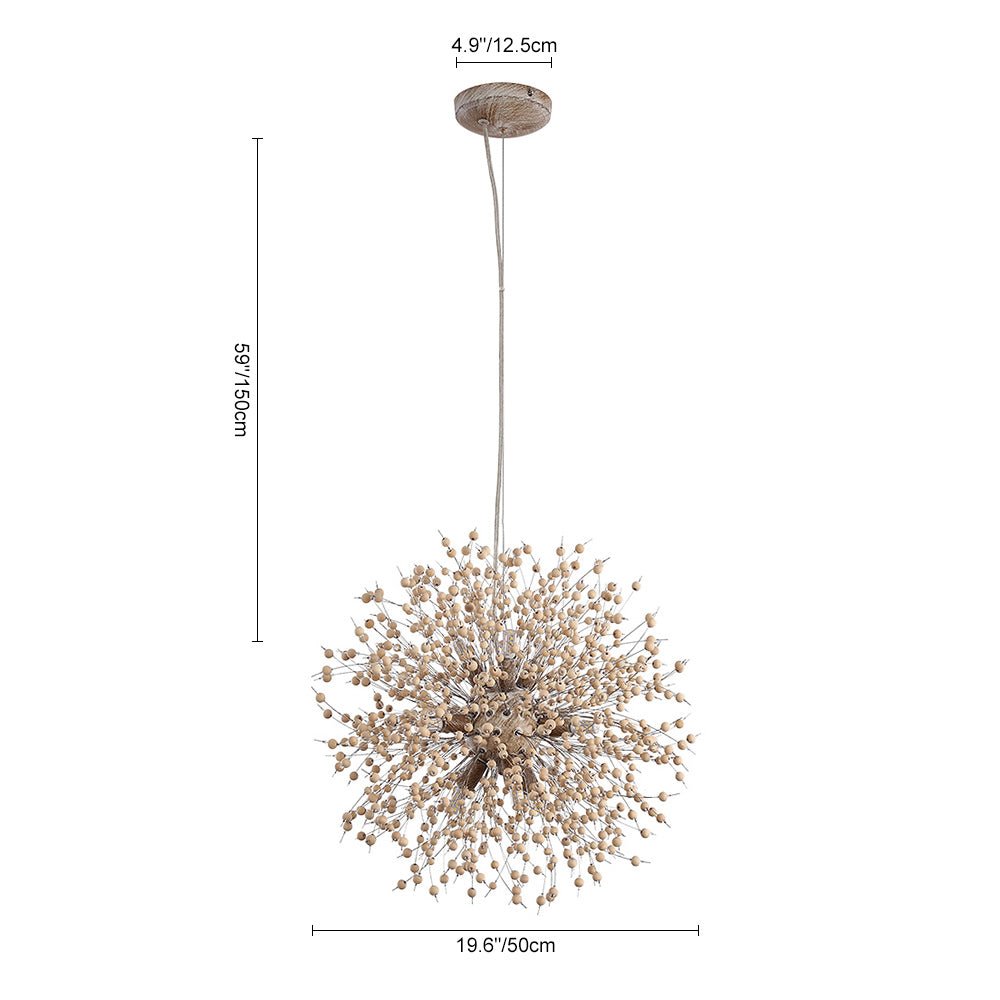 Holzperlen Pusteblume Pendelleuchte