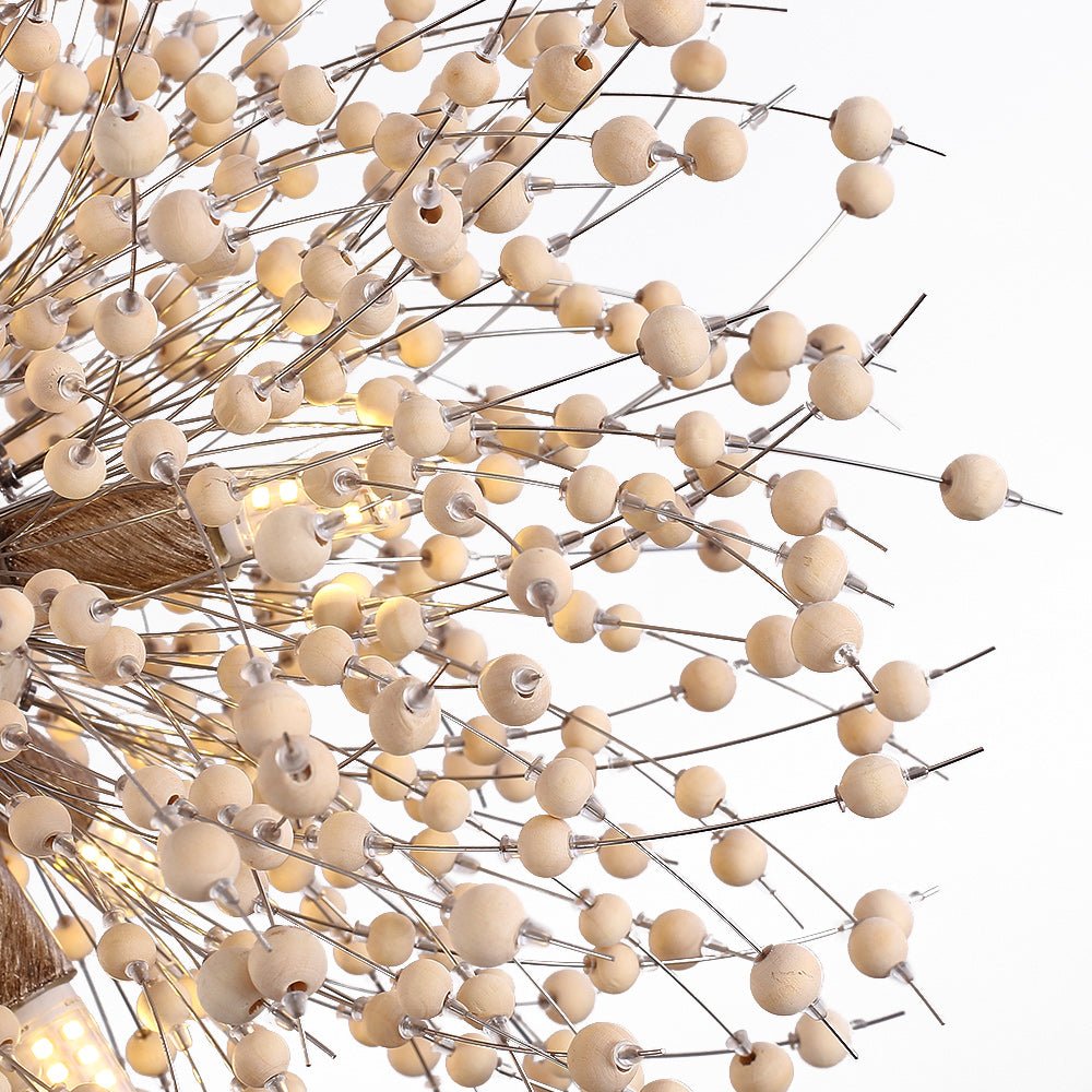 Holzperlen Pusteblume Pendelleuchte