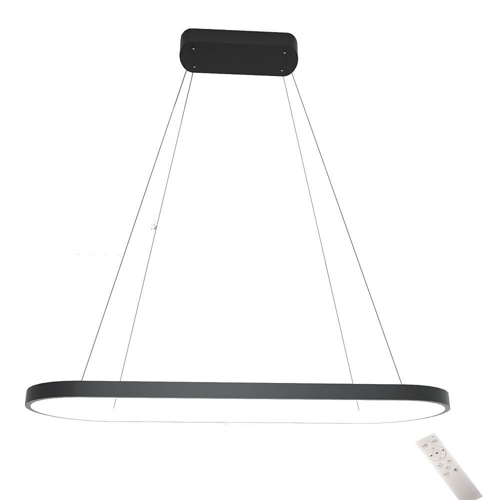 LED Oval Modern Schwarze Pendelleuchte mit Fernbedienung Kunstvolle Pendelleuchte