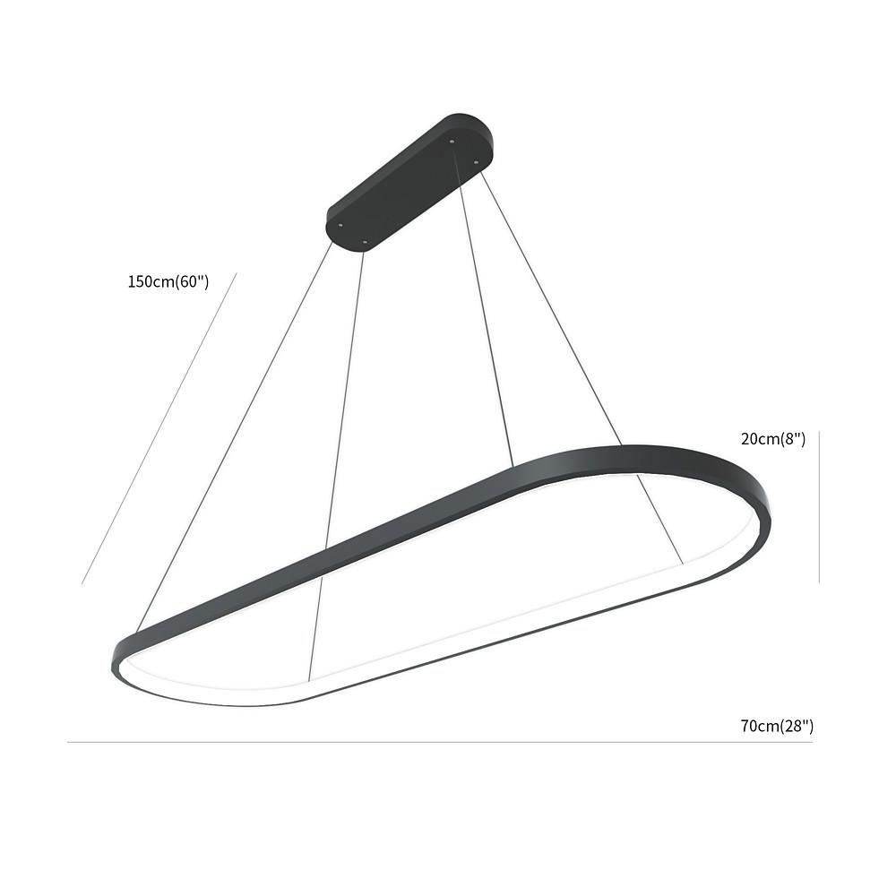 LED Oval Modern Schwarze Pendelleuchte mit Fernbedienung Kunstvolle Pendelleuchte