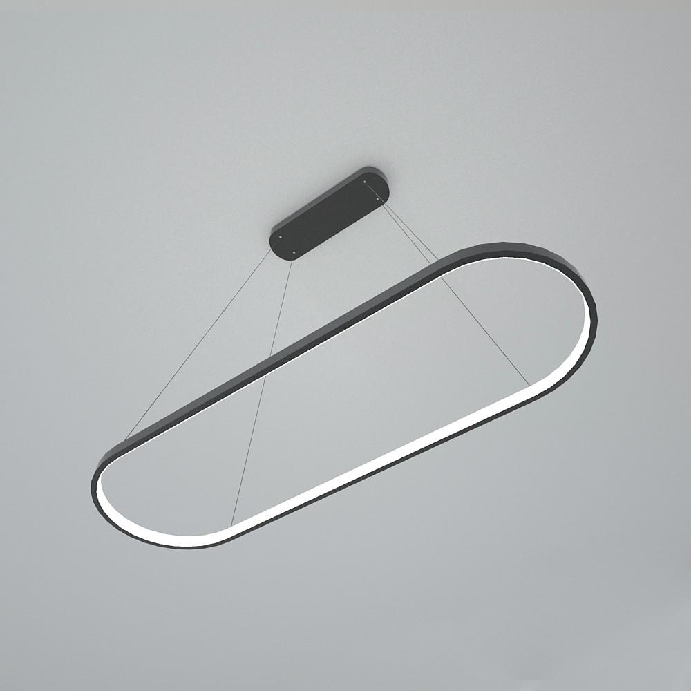 LED Oval Modern Schwarze Pendelleuchte mit Fernbedienung Kunstvolle Pendelleuchte