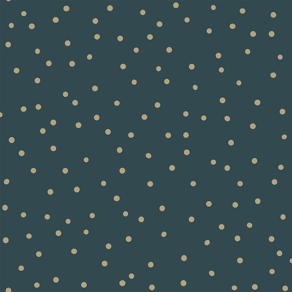 Frendorf | Dunkelblaue Vliestapete, goldene Punkte 139276, Wald Freunde, Esta