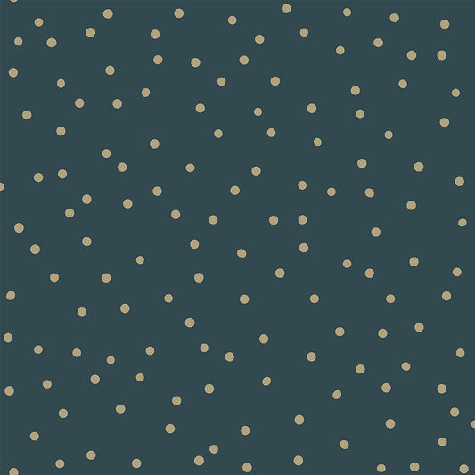 Frendorf | Dunkelblaue Vliestapete, goldene Punkte 139276, Wald Freunde, Esta