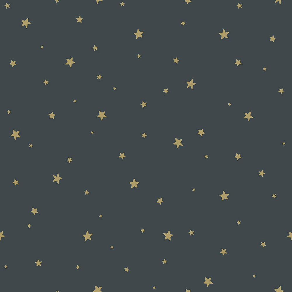 Frendorf | Grau-blaues Vlies-Tapete mit goldenen Sternen 139261, Waldfreunde, Esta