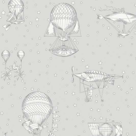 Frendorf | Grau Kinder Tapete - Ballons und Luftschiffe JR3011, Jack´N Rose 2024, Grandeco