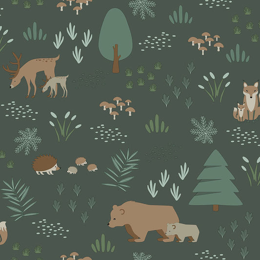 Frendorf | Grau Vlies Kinder Tapete Tiere im Wald 139249, Wald Freunde, Esta