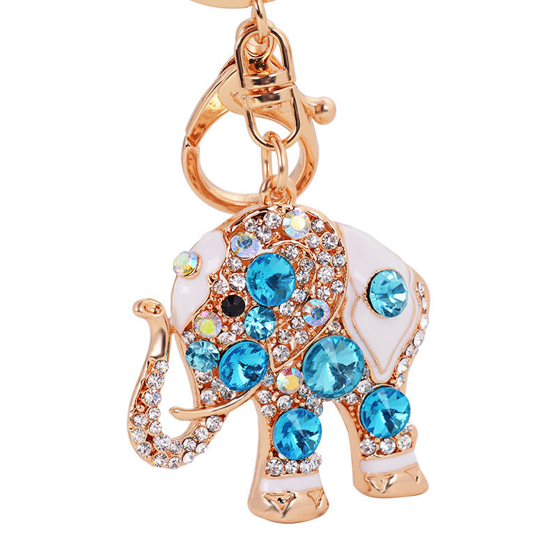 Frendorf | Niedlicher Glücklicher Pinker Elefant Großer Kristall-Rhinestone Schlüsselanhänger
