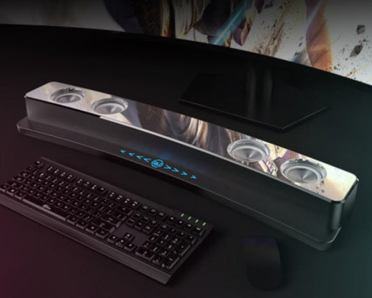 Frendorf | Bluetooth-Gaming-Lautsprecher, mit RGB-Beleuchtung, Bluetooth 5.0, Dual-Diaphragma, Dual-Lautsprecher, mechanische Tasten, Uhr & Wecker