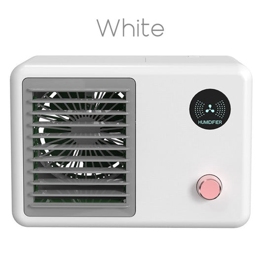 Frendorf | 2-in-1 Wireless Retro Radio-förmiger Ventilator mit Luftbefeuchter, mit Nachtlicht, 3 Windmodi & verstellbarem Winkel, für Schreibtisch, Tisch & mehr