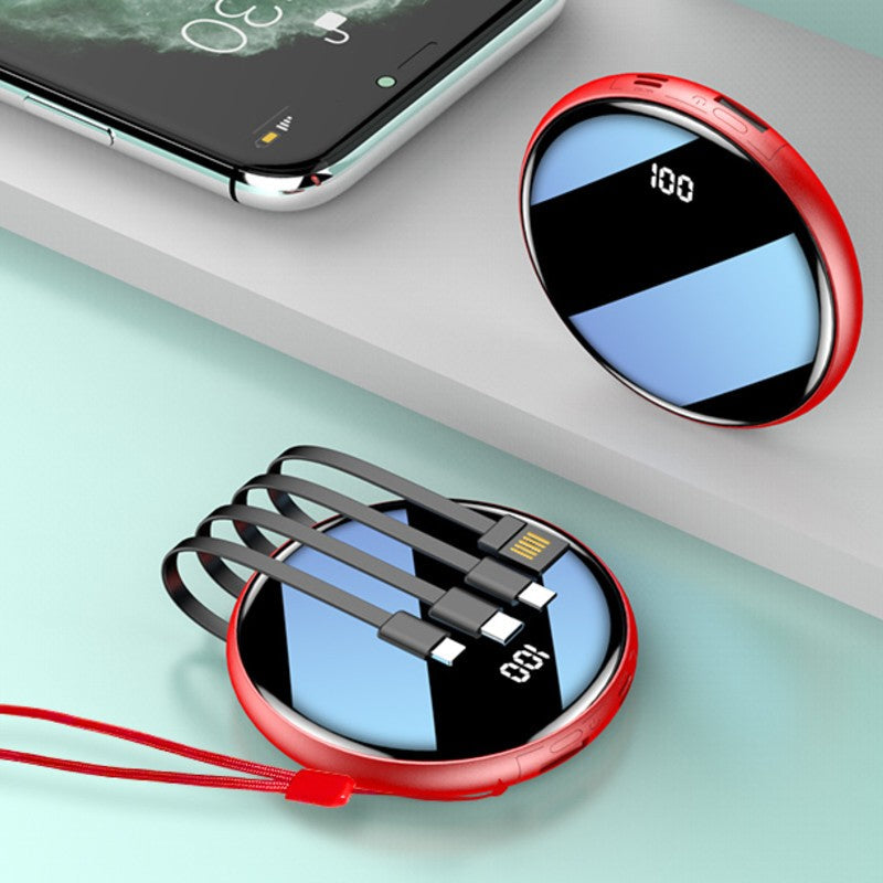 Frendorf | 20000mAh Ultradünne Tragbare Powerbank, mit LED-Akkuanzeige und integrierten Ladekabeln, für Reisen, Arbeit & Mehr