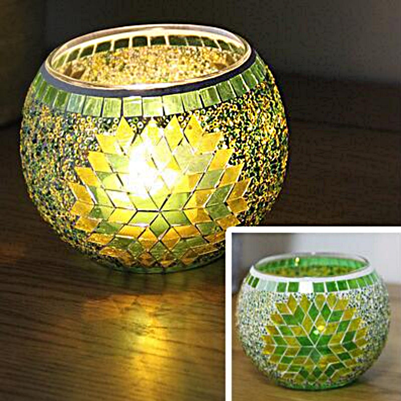 Frendorf Europäischer Retro Glas Mosaik Teelichthalter