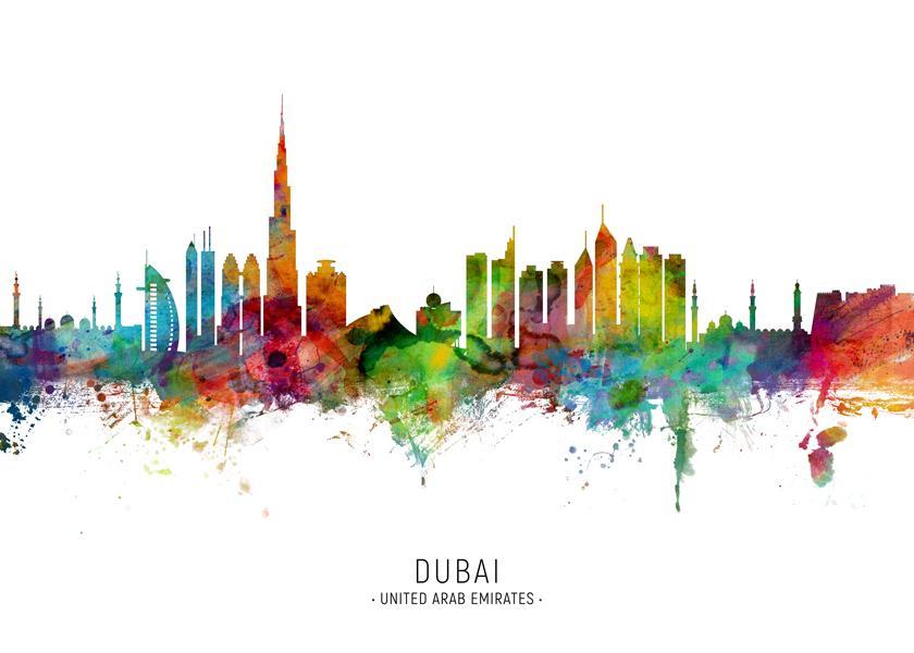 Dubai Skyline mehrfarbig