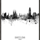 Barcelona Skyline Schwarz und Weiß
