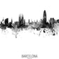 Barcelona Skyline Schwarz und Weiß
