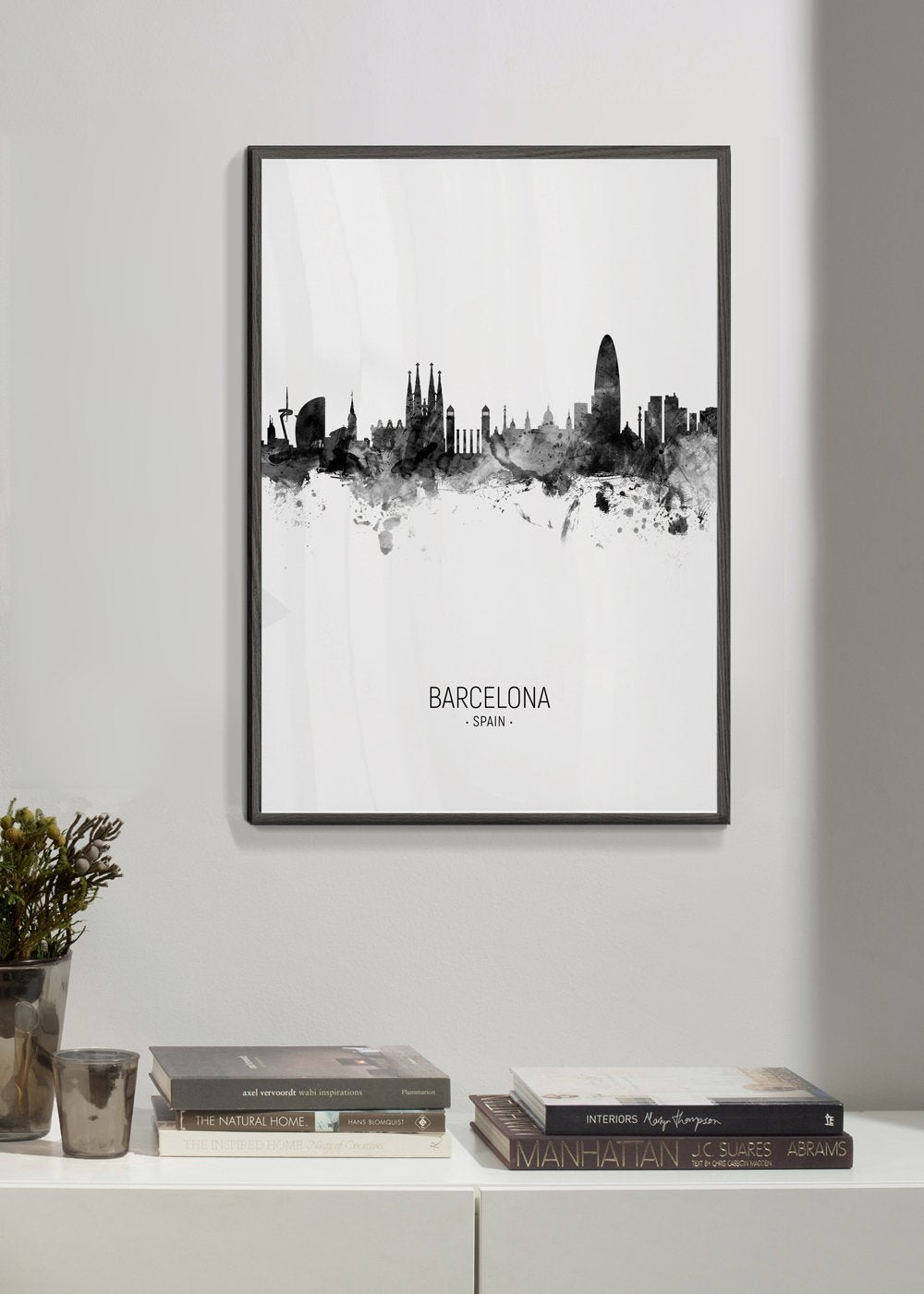Barcelona Skyline Schwarz und Weiß