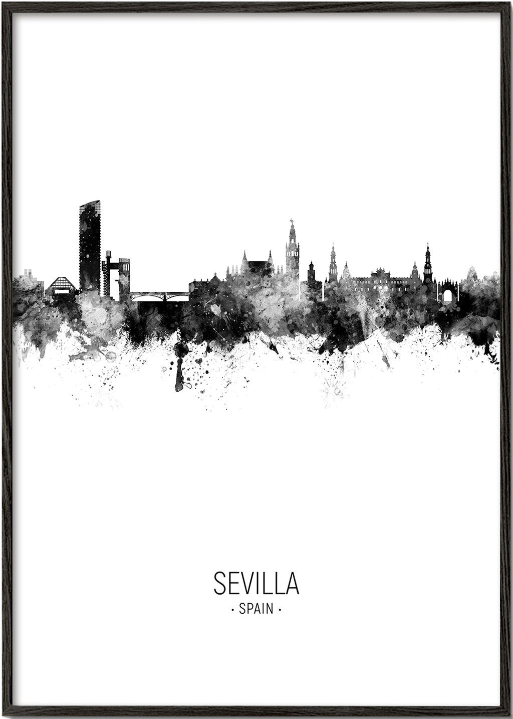 Sevilla Skyline Schwarz und Weiß