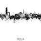 Sevilla Skyline Schwarz und Weiß