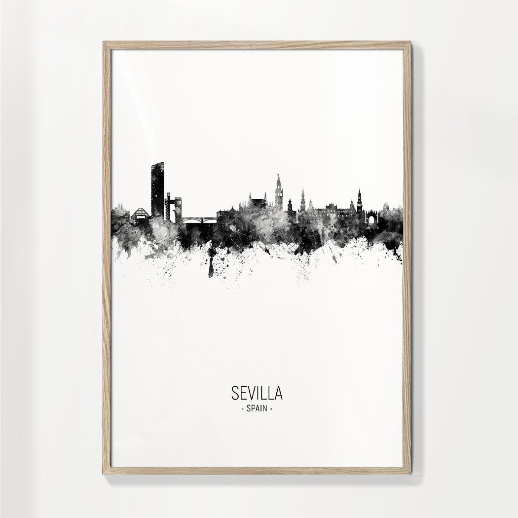 Sevilla Skyline Schwarz und Weiß