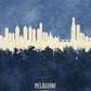 Melbourne Skyline blue